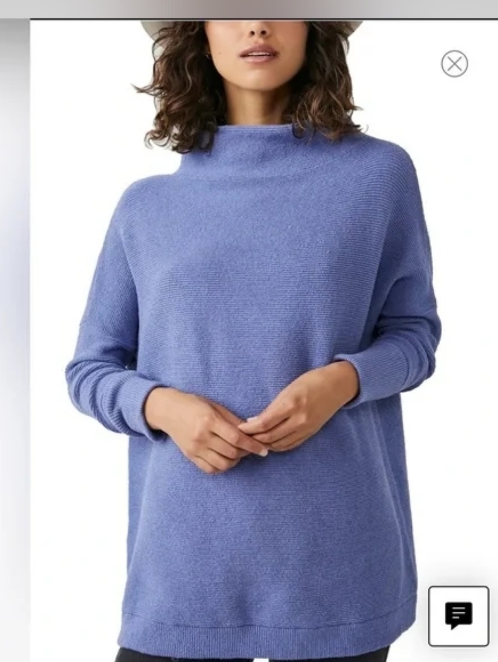 Free People Relaxed Ottoman Tunic Sweater in Periwinkle Blue sz M fits Oversized